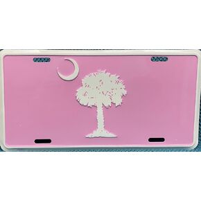 Hangtime South Carolina - Palmetto Moon 6 x 12 inch License Plate - White on Pink
