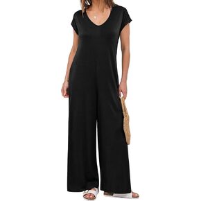 ANRABESS Jumpsuits for Women Summer Casual Loose Cap Sleeve Crewneck Wide Leg Rompers 2025 Spring One Piece Jumper Outfits