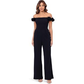 Xscape womens Long Scuba Crepe One Shoulder Jumpsuit