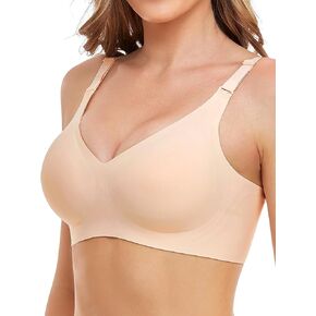 Silky Bras for Women No Underwire V Neck Bralettes for Women Cloud Feel Everyday T Shirt Bra with Extender