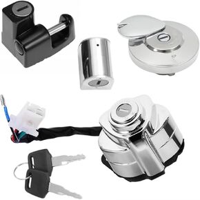 Ignition Switch Gas Cap Helmet Steering Lock Key Set Compatible with Honda Shadow VT 400 600 750 Parts Steed VLX 400 Accessories