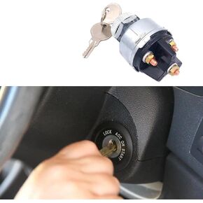 Ignition Switch with Key, Automotive Replacement Ignition Starter Switches, 4 Position Universal Key Ignition Switch 12v for Car, Truck, Tractor, Trailer, Forklift, and More, Acc/Off/IGN/Start