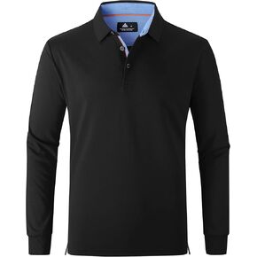 Polo Shirts for Men Long Sleeve Moisture Wicking Golf Polos Casual Travel Performance Collar Shirts