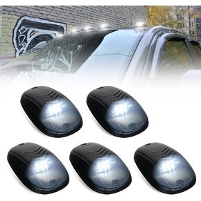 مصابيح OPP ULITE LED للكابينة مصابيح بيضاء للسقف العلوي للتشغيل، 5 قطع عدسات شفافة 9 مصابيح LED استبدال ما بعد البيع، متوافقة مع Ford F150 F250 F350 Dodge Ram SUV Truck 4X4 ATV Offroad (DK018-W) in Kuwait