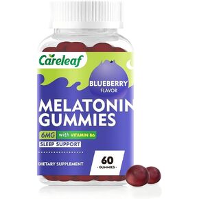 Melatonin Gummies Sleep Support for Men and Women Health Sleep with 6mg Melatonin&Vitamin B6 Blueberry Flavor 60 Count