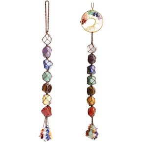 Tree of Life Handmade 7 Chakras Stones Healing Crystals Tree of Life Hanging Ornament for Home Decor