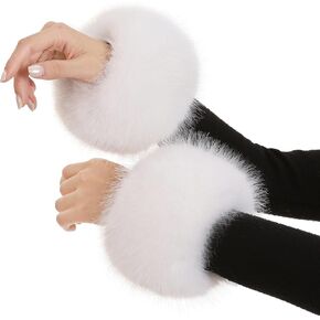 Women's Faux Fur Wrist Cuffs, Winter Fox Furry Wristbands, Fluffy Fur Cuff Bracelets, Arm Warmers