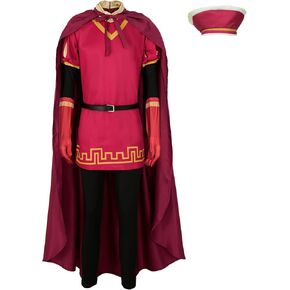 Men Farquaad Costume Hat Outfits Red Cloak Top Robe Cape Headwear Halloween Cosplay Fancy Dress Clothes Full Set
