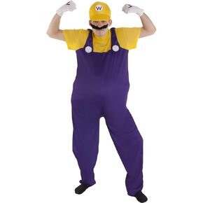 Morph Adult Yellow Plumbers Costume, Gaming Costume, 80's Halloween Costume