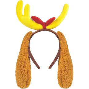 Christmas Deer Antler Headband with Dog Ears Puppy Dog Ears Headband Costume for Halloween Party Favors