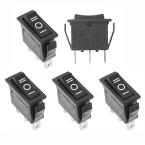 QTEATAK 5PCS KCD3 SPST Boat Rocker Switch, 2-Pin 2-Position ON-OFF Self Reset Switch, Snap-in Black Boat Rocker Toggle Switch, 16A/250VAC 20A/ 125VAC, CE