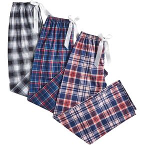 Milumia Women's 3 Pack Plaid Pajama Pants Bow Front Elastic Waist Lounge Bottoms Sleepwear