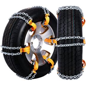 AUTOXBERT 6PCS Snow Chains B-2 Emergency for Cars SUV Trucks, Anti-Skid Winter Tire Traction Chain Automatic Tightener Kit - Tire Width 205-235mm