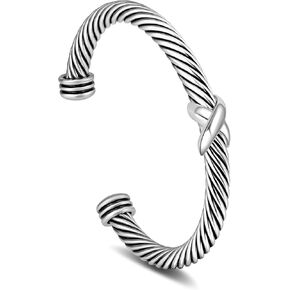 TAYASE Cuff Bracelet for Women Cross - Cable Twisted Bracelets Two Tone - Silver Cross Bangle Designer Dupes Bracelets Jewelry