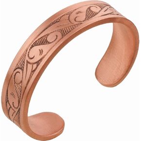 DEMMEX - Fall 2024 - Premium 3mm Thick Pure Solid Engraved Copper Cuff Bracelet for Men and Women - Cut, Shaped, Engraved by Hand - Thickest of Its Kind - Matte Finish - Handmade in Turkey