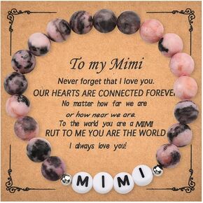 Mimi Birthday Christmas Gifts for Women Grandma Grandmother Mimi Beaded Bracelet Gift for Nana Granny Natural Stone Bracelets for Mimi Grandma Long Distance Relationship Gift for Grandmother