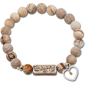 Uloveido Natural White Turquoise Green Pink Stone Powerful Encouragement Bracelets Charms Heart Mustard Seed Stretch Bracelet for Women Y1997