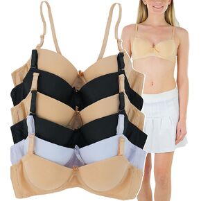 ToBeInStyle Women's Pack of 6 Full Coverage Padded Bras - Girl's Junior Wired A Cup Bras with Adjustable Convertible Straps - Basic Colors - 28A