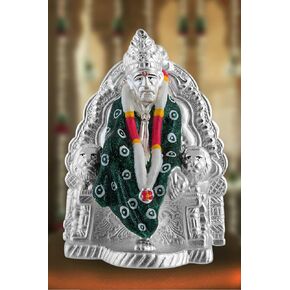 Sai Baba Idol Pure Silver 990 Statue, 55 to 60 GMS Colourful Sainath Murti Home Decor