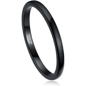 Tungsten Wedding Band for Men – Custom Engraved, Black/Silver/Gold Plated Domed High-Polish, Comfort Fit, Sizes 6-15