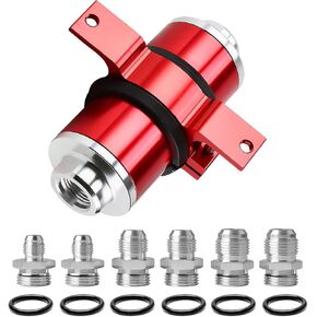 50mm Fuel Filter 100 Micron Inline Fuel Filter Mount with Aluminum Mounting Bracket & Fuel Filter Wrench & High Flow 6AN 8AN 10AN Adapter Universal Cleanable Black