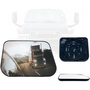 SPLENDID Replacement Mirror Glass, For 2003-2009 Chevy Kodiak, 2003-2009 GMC Topkick C4500 C5500 C6500, Heated Flat Mirror, High Reflective, Driver/Passenger Side (OEM: ‎19120557)