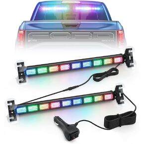 Emergency Dash Strobe Lights for Trucks,108 LED Flashing Warning Hazard Interior Front Rear Traffic Advisor Light Bars for Vehicles,Multi-Colour with 11 Flashing Modes for Special Occasions