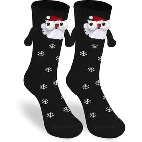 Christmas Holding Hands Socks Magnetic 3D Doll Socks Xmas Couple Socks Magnetic Holding Hands Socks for Women Men