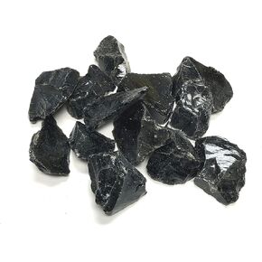 Crystal Collection Black Obsidian Rough Lot of Stones Large 1" Pieces in Velvet Bag (1/2 Pound)