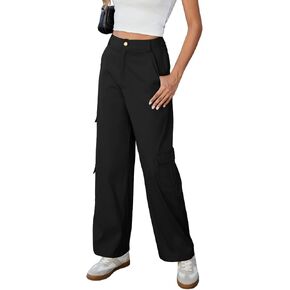 ZAFUL Womens Cargo Pants 2025 High Waisted Straight Wide Leg Casual Pants Comfy Y2K Streetwear Work Trousers