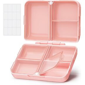 AUVON Travel Pill Organizer with Folding Design, 7 Compartments Daily Pill Case with Long-lasting Hinges, Portable Pill Box for Purse Pocket, Small Pill Container for Fish Oil, Vitamin (Pink)