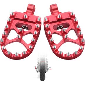 Motorcycle CNC Wide Foot Pegs 360° Rotating MX Fat Footpegs Pedals Rests Chopper Bobber Style Compatible with Harley Dyna Sportster Fatboy Iron 883 (Red)