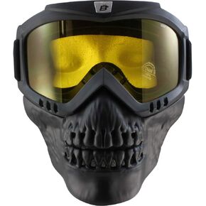 Birdz Skullbird Black Padded ATV Motorcycle Riding Goggle with Face Mask (Clear)