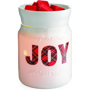 Candle Warmers Etc. Illumination Fragrance Warmer- Light-Up Warmer for Warming Scented Candle Wax Melts and Tarts or to Freshen Room, Red Plaid Holiday Joy
