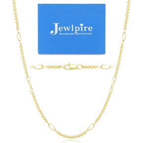 Jewlpire Dainty Irregular Round-Link Design 14K Gold-Plated Necklace for Women Non Tarnish, 3MM Gold Chain for Women Shiny & Sturdy Women's Chain Necklaces 16 18 20 22 24 Inch
