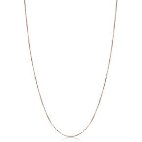 Kooljewelry 14k Solid Rose Gold Box Chain Necklace For Women - Real Gold (0.6mm, 0.7mm, 0.8mm or 1.0mm - sizes from 14 to 30 inches long)