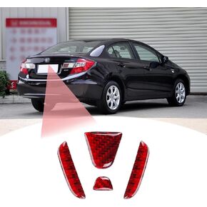 Compatible with Car Rear Tailgate Emblem Logo Trim Accessories Carbon Fiber Emblem Badge Decal Cover Sticker for Honda 9th Gen Civic 2012-2014 Red