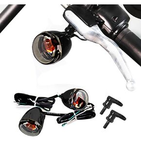 Black Turn Signal With Relocation Bracket Swivel Kit For Harley Dyna Fatboy Softail