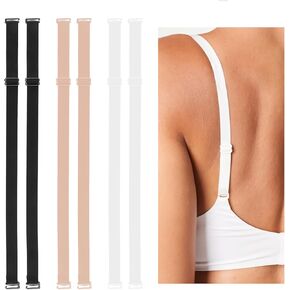 Women's Non-slip Bra Straps, 3 Pairs Adjustable Straps Elastic Bra Shoulder Straps Replacement Decorative Bra Straps White/Skin/Black Color Bra Straps Holder for Women Girls Strapless Bras Underwear