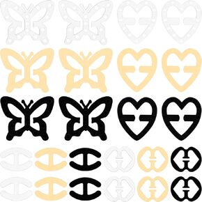 24Pcs Bra Strap Clips for Racerback,4 Different Shapes Bra Clips to Make Racerback,Anti-Slip Conceal Straps,Bra Hooks for Racerback,Buckles Cleavage Control Clips for Bra(3 Color)