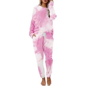 Eurivicy Women's Tie Dye Sweatsuit Set 2 Piece Long Sleeve Pullover and Drawstring Sweatpants Sport Outfits Sets