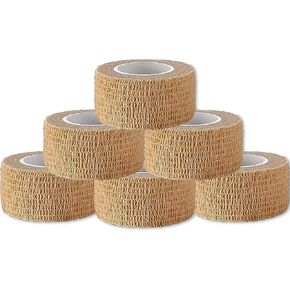 MEDca Self Adherent Cohesive Wrap Bandages 1 Inch X 5 Yards 24 Count with Strong Elastic First Aid Tape for Sprain Swelling and Soreness on Wrist and Ankle (Skin Color)
