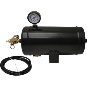 1 Gallon Air Tank for Air Horn System with Air Gauge, Pressure Switch, Safety and Drain Valve, Compression Fitting, Air hose