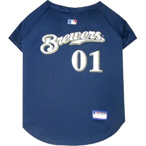 MLB Jersey for Dogs & Cats - Baseball Milwaukee Brewers Pet Jersey, Medium.
