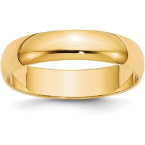 Solid 14k Yellow Gold 5 mm Rounded Wedding Band Ring