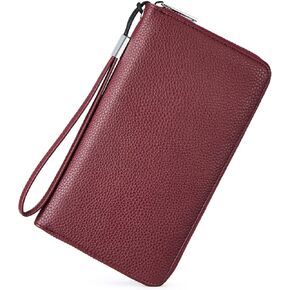 Telena RFID Wallet Women Leather Credit Card Holder Slim Bifold Wallet with Zipper Pocket Black Brown