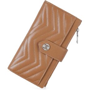 Telena RFID Wallet Women Leather Credit Card Holder Slim Bifold Wallet with Zipper Pocket Black Brown in Kuwait