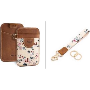 POCKT Slim Card Holder Wallet + Wrist Lanyard for Keys Bundle for Women | Bloom