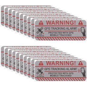 ECSiNG 20pcs GPS Tracking Alarm Sticker 7.5 x 3 cm Self-Adhesive Vinyl Warning Sticker Indoor and Outdoor Use Theft Protection Adhesive Sticker (Rectangle)