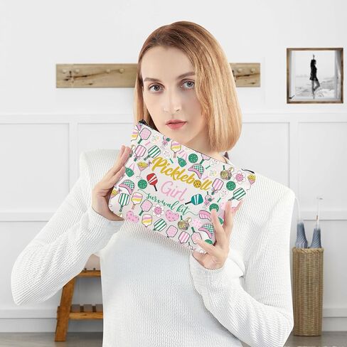 WZMPA Pickleball Girl Cosmetic Makeup Bag Pickleball Player Gift Pickleball Girl Survival Kit Makeup Zipper Pouch Bag Pickleball Training Gift (Pickleball Girl) in Kuwait